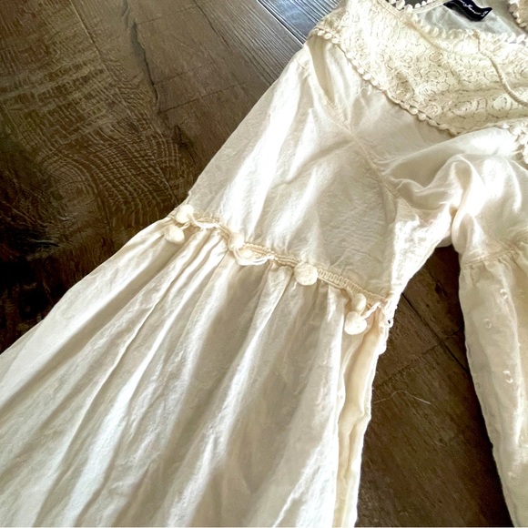 Jeune Jeunesse Cream Colored Boho Style Mini Dress Size L-XL - Picture 4 of 15